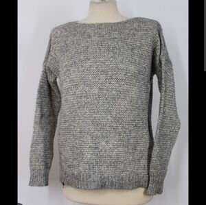 Theory Women's Emugen Grey Boxy Cotton & Wool Blend Sweater Size P/TP
